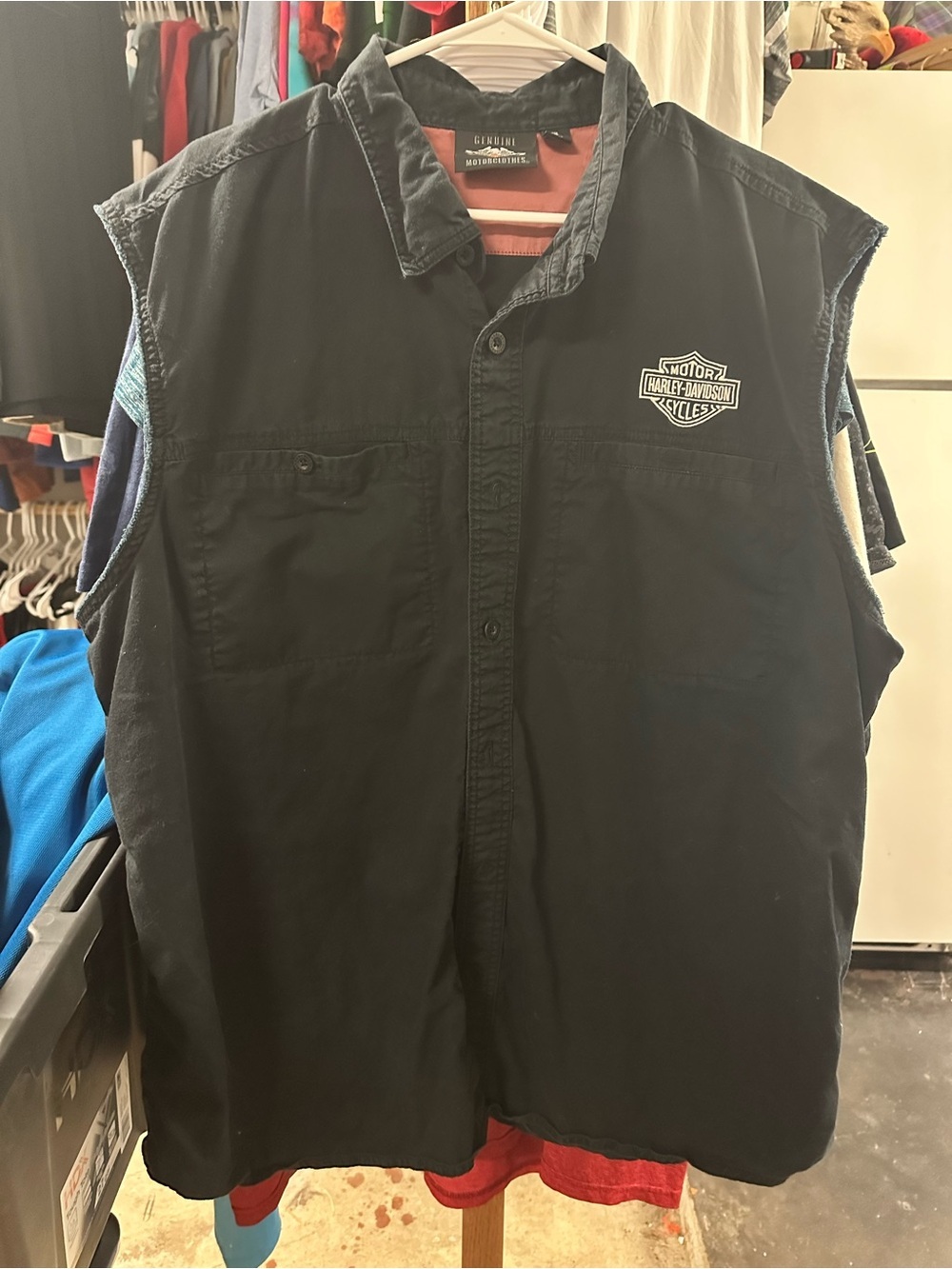 Harley-Davidson Genuine MotorClothes Sleeveless Muscle Button-Down Shirt - Picture 2 of 11